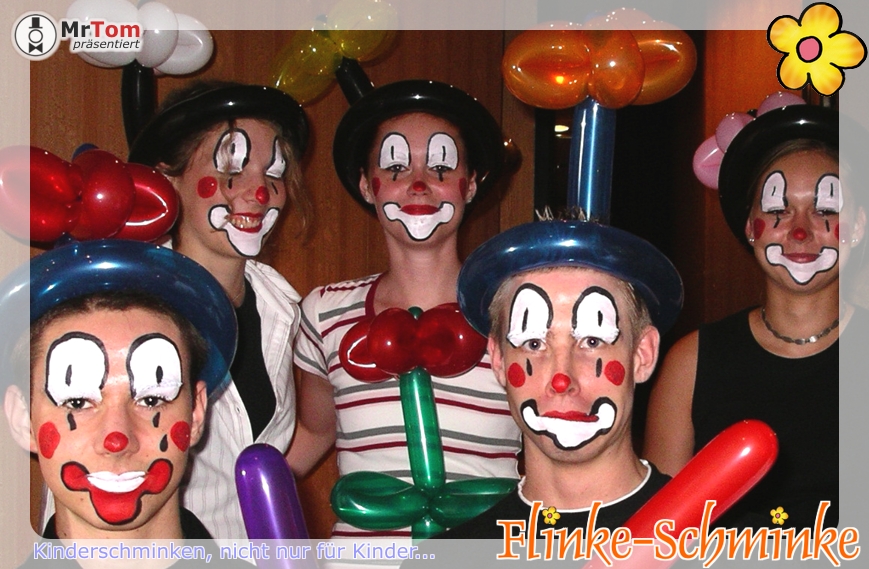 Flinke-Schminke: Kinderschminken, Clownsgesicht, Gesichtsmalerei, Clown schminken, Kindertainment... buchen